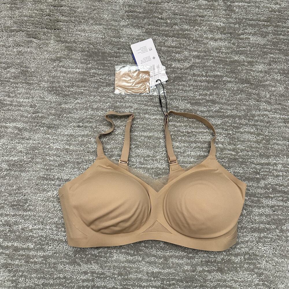 Honeylove Bra Womens Medium Beige Wireless Crossover T Shirt Seamless Smooth